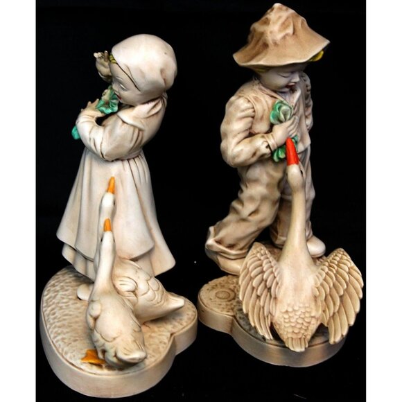 VTG 1960s Holland Mold Dutch Girl & Boy Geese Duck Figurines Ceramic Light Color - Picture 6 of 9